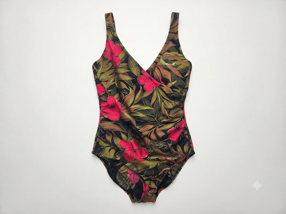 Miraclesuit 10 Hibiscus Tropical One Piece Swimsuit Slimming No Wire Floral